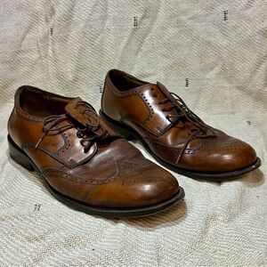 Men's G.H. Bass & Co. Tan Leather Oxford Wingtip Dress Shoes 10.5 (b6)